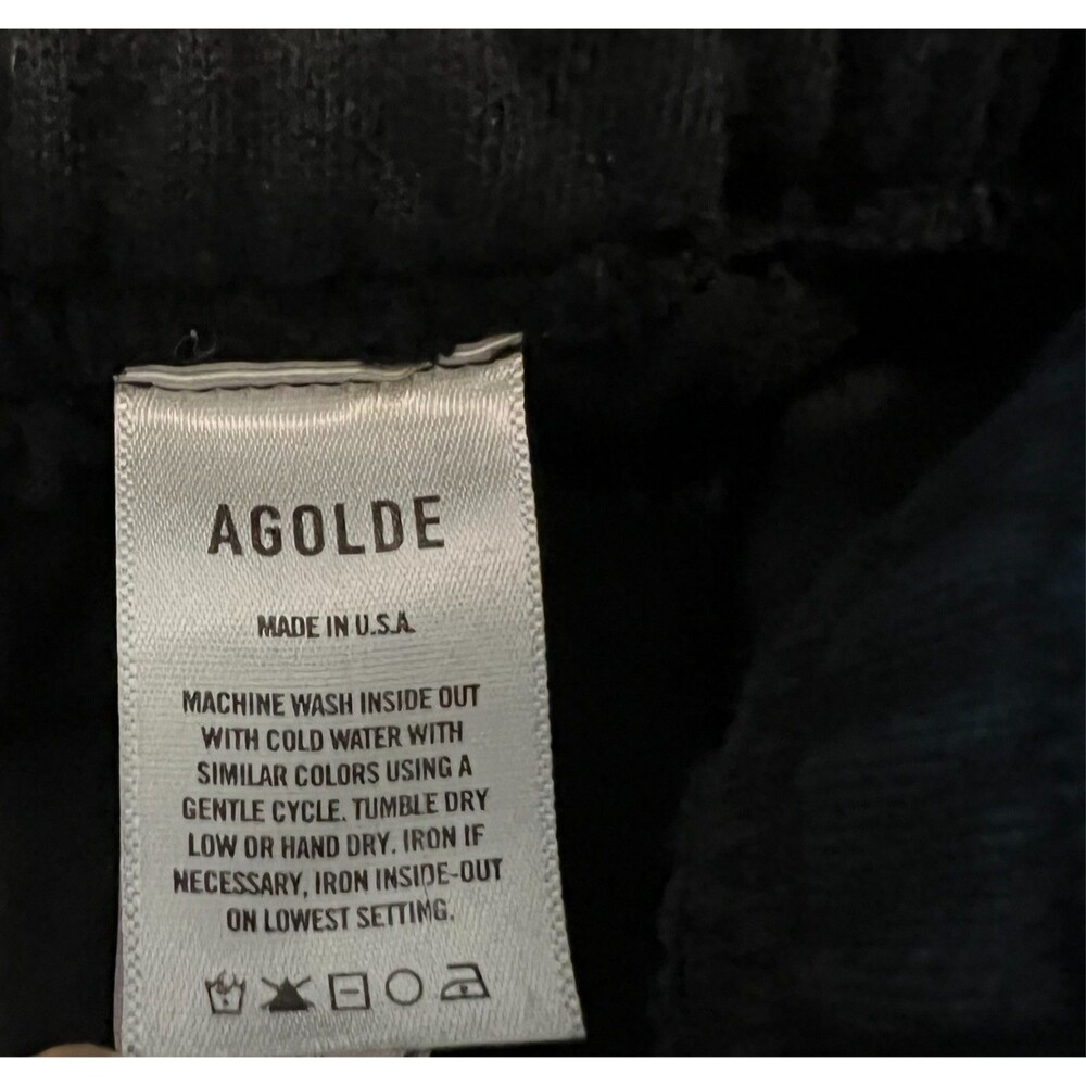 Agolde Womens Black Cut-Off Fleee Fleece Shorts Drawstring Sweat Shorts  Size S - Picture 4 of 9